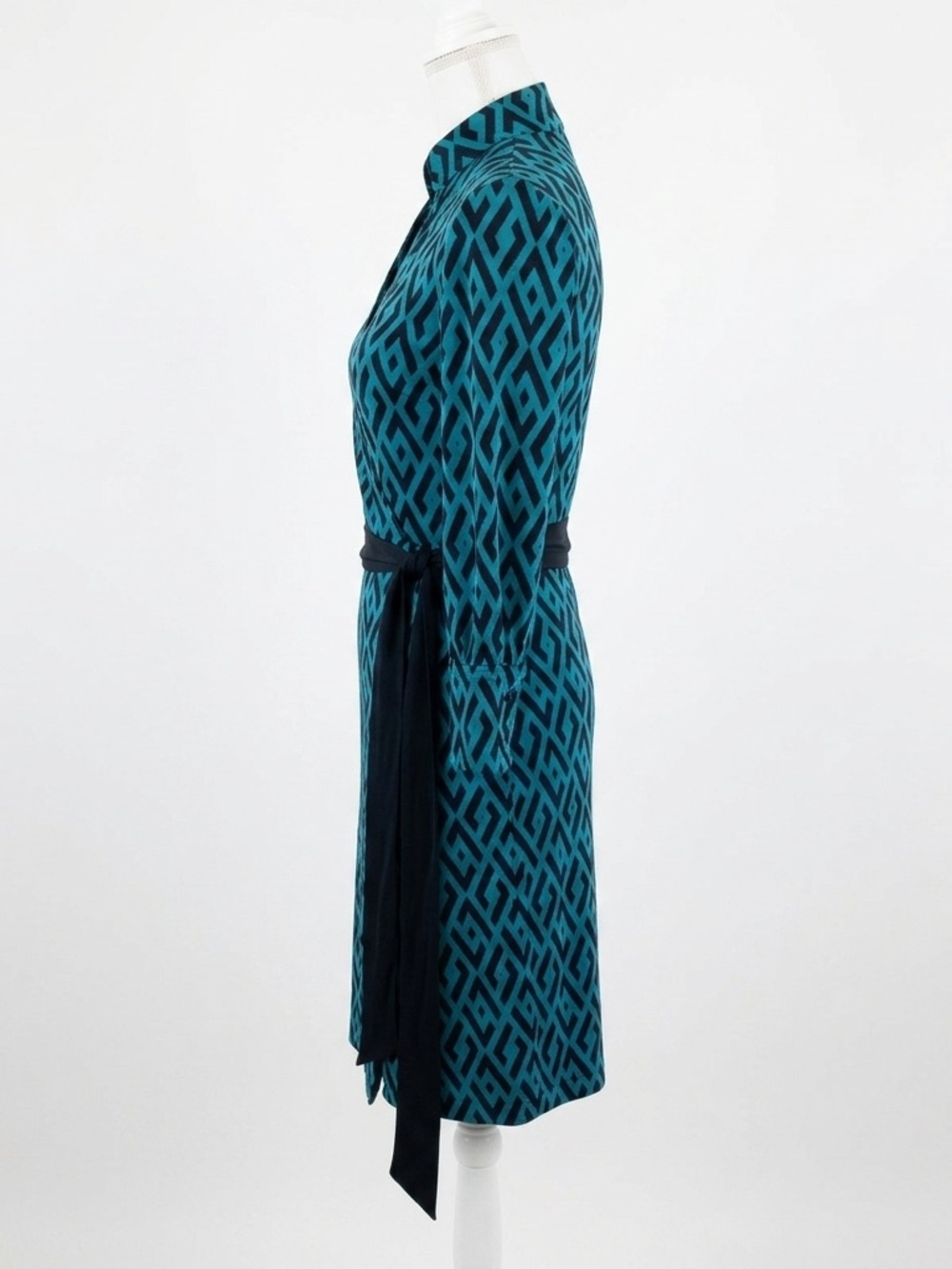 Archive Diane von Furstenberg DVF Tessa Silk Wrap Dress Y2K Geometric Link 4 - Picture 3 of 10